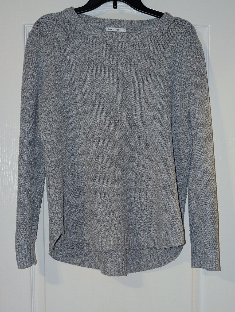 Pink Clover Light Gray Textured Crewneck Sweater